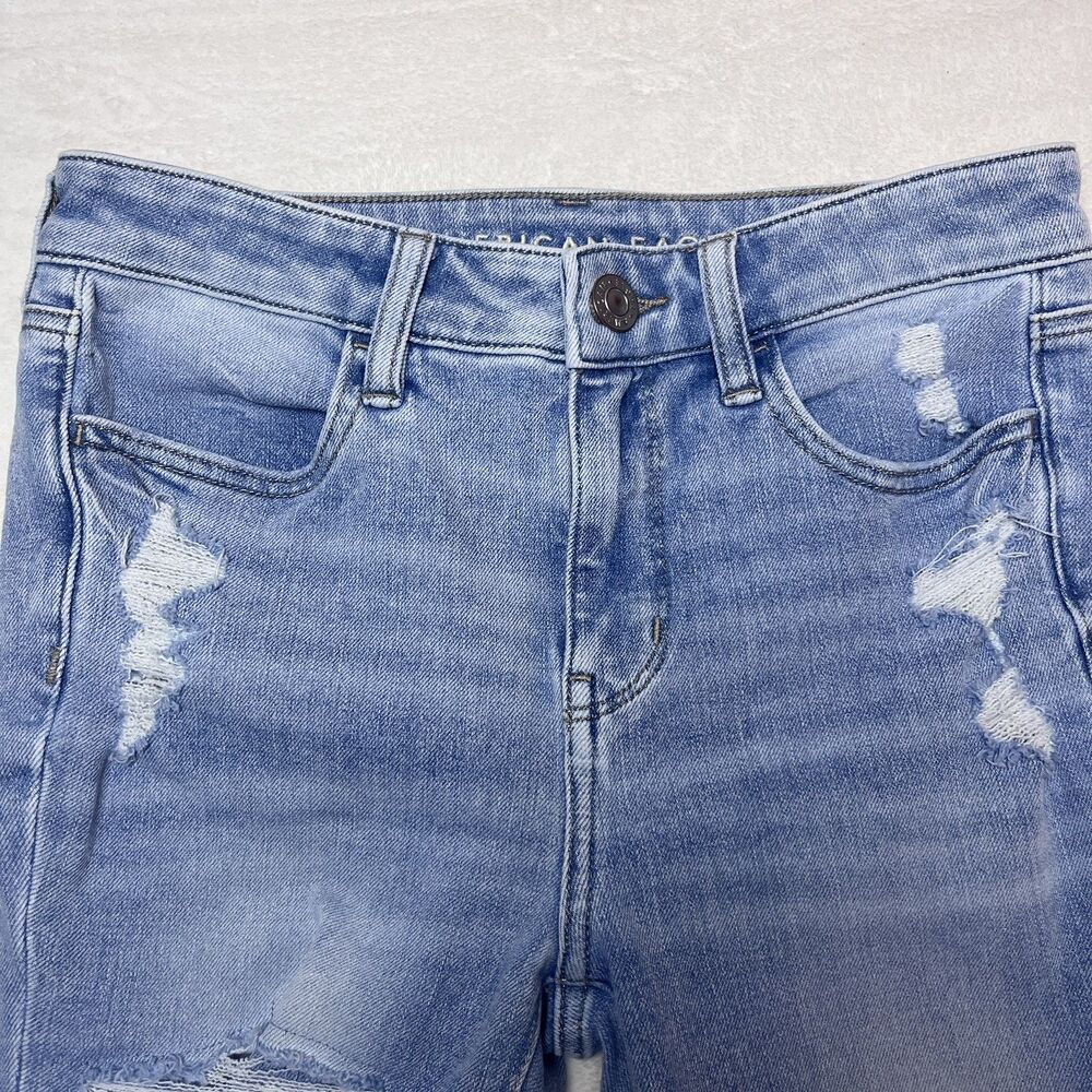 American Eagle Dream Jean Women’s 4 Regular Light Wash Distressed Skinny Y2K - Picture 9 of 11
